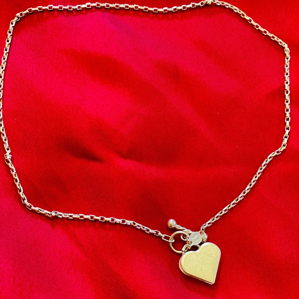 Italian sterling silver choker with heart toggle clasp
